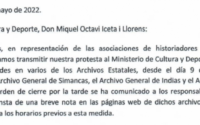 PROTESTA POR LA LIMITACIÓN DE HORARIOS EN ARCHIVOS ESTATALES