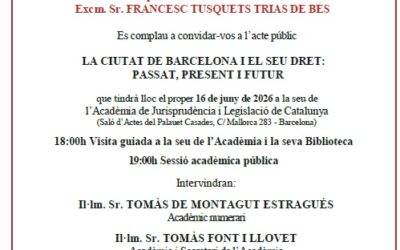 Ingreso del profesor Tomàs de Montagut Estragués en la Academia de Jurisprudencia y Legislación de Cataluña