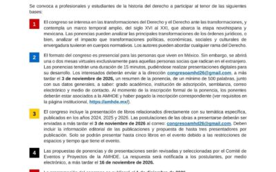 Segundo Congreso de la Asociación Mexicana de Historia del Derecho, «El Derecho y sus transformaciones/ El Derecho ante las transformaciones»